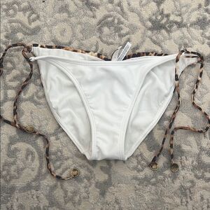 Sofia by Vix - White Bikini Bottom with Leopard Print Ties